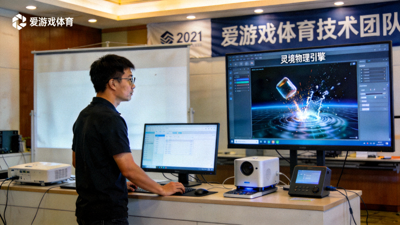 2021年爱游戏体育技术团队演示自研灵境物理引擎的现场照片