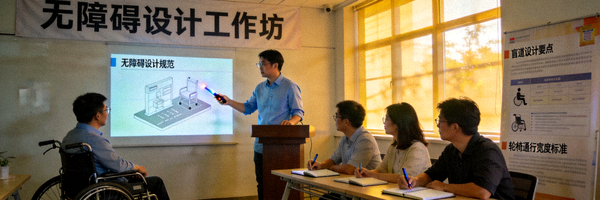 无障碍设计工作坊场景 - 设计师正在讲解