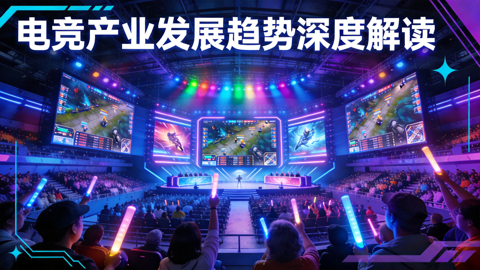 电竞产业发展趋势深度解读封面图 - 现代电竞比赛场馆与观众盛况