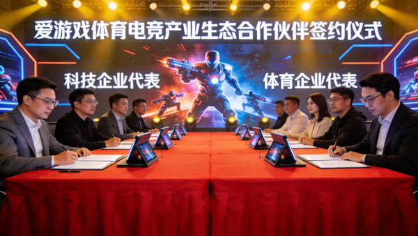 爱游戏体育电竞产业生态合作伙伴签约仪式，多家科技与体育企业参与