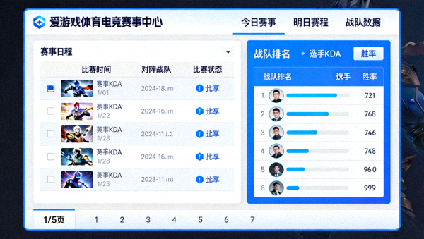 爱游戏体育官方赛事平台界面，展示电竞赛事日程与战队数据