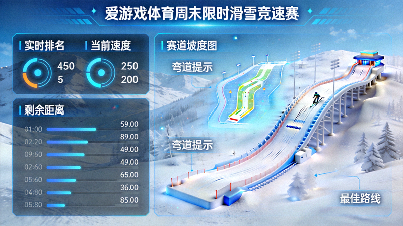 爱游戏体育周末限时滑雪竞速赛实时数据与赛道分析界面展示